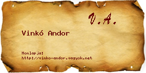 Vinkó Andor névjegykártya