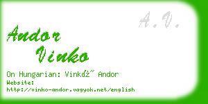 andor vinko business card